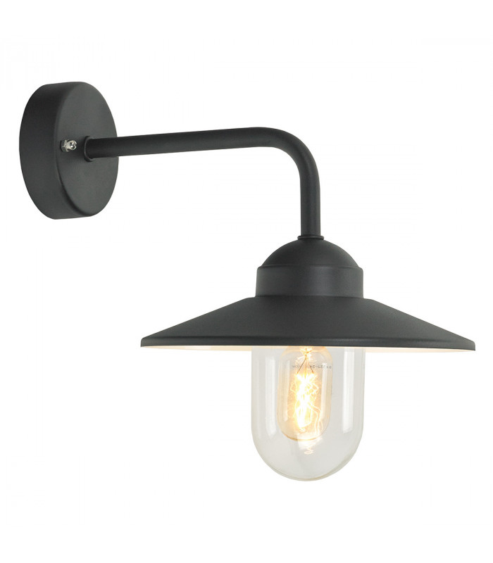 Outdoor 1 Light Dome Wall Lantern Black , IP55, E27