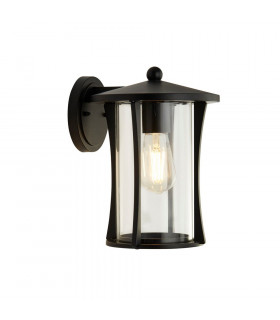 1 Light Outdoor Wall Porch Light - Black With Clear Glass