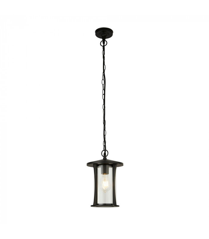 1 Light Outdoor Pendant - Black With Clear Glass