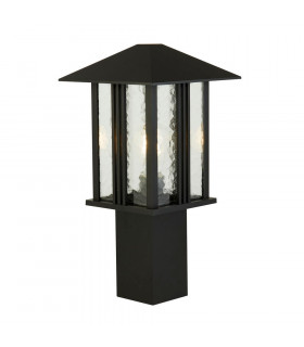 1 Light Outdoor Post (450mm Height) - Black With Water Glass