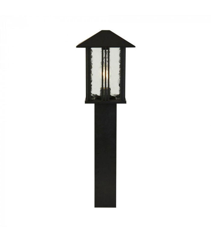 1 Light Outdoor Post (740mm Height) - Black With Water Glass