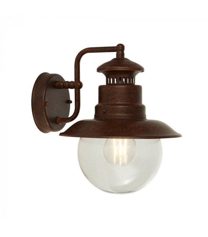 1 Light Outdoor Wall Porch Light - Rustic Brown With Clear Glass