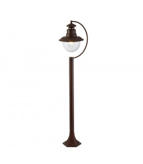 1 Light Outdoor Garden Post (1100mm Height) - Rustic Brown With Clear Glass