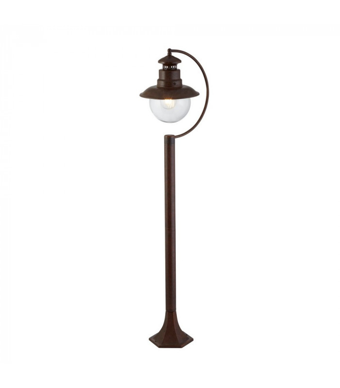 1 Light Outdoor Garden Post (1100mm Height) - Rustic Brown With Clear Glass
