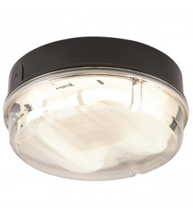 Bulkhead with Prismatic Diffuser and Black Base, IP65 16W Round