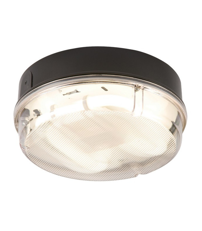 Bulkhead with Prismatic Diffuser and Black Base, IP65 16W Round