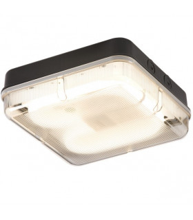 Bulkhead with Prismatic Diffuser and Black Base, IP65 28W Square
