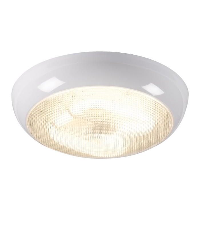 Bulkhead with Prismatic Diffuser and White Base, IP44 28W