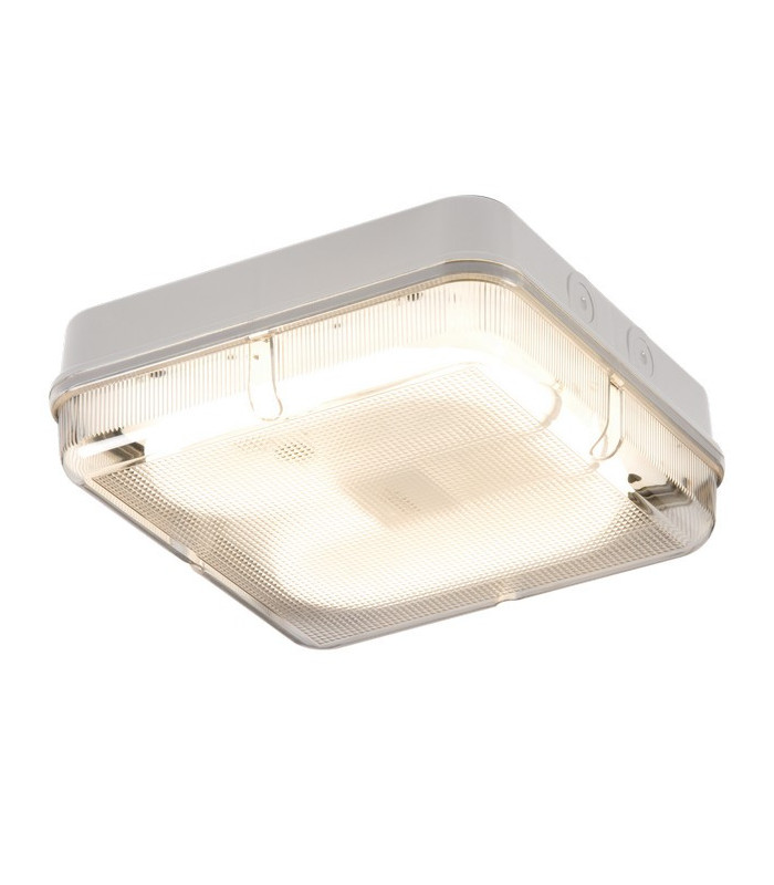 Bulkhead with Prismatic Diffuser and White Base, IP65 28W Square