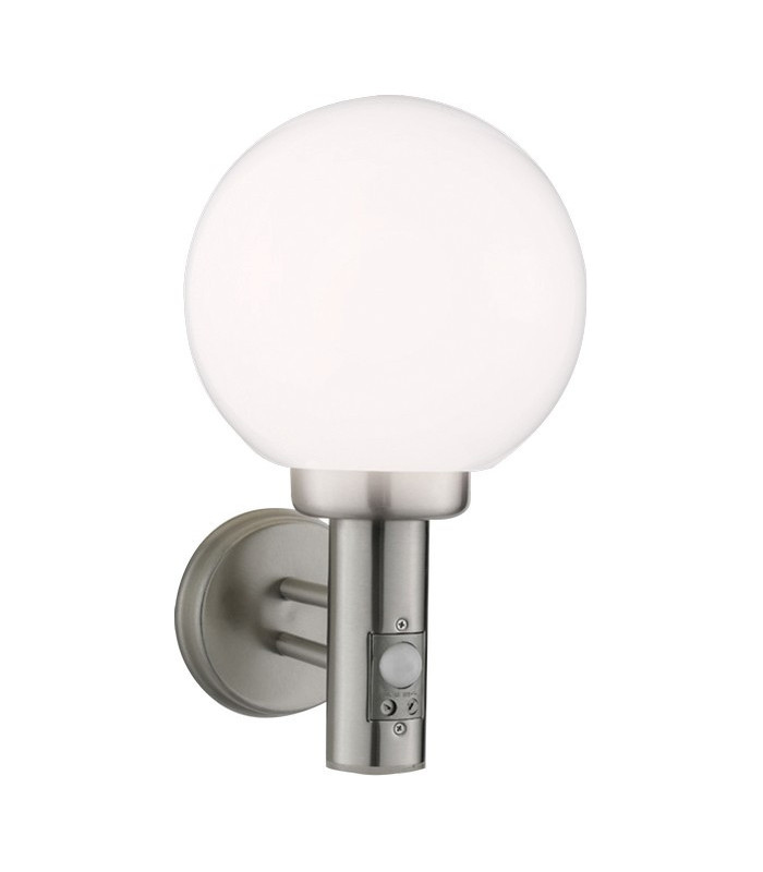 Stainless Steel Wall Globe with PIR Sensor, IP44 230V E27 60W