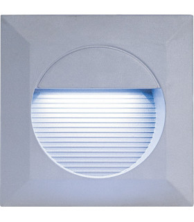 White LED Grey Aluminium Square Recessed Wall Light, IP44