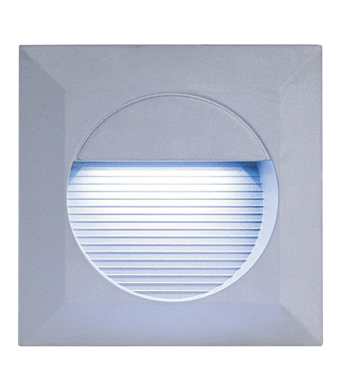 White LED Grey Aluminium Square Recessed Wall Light, IP44