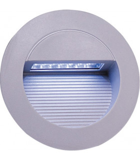 White LED Grey Aluminium Round Recessed Wall Light, IP44
