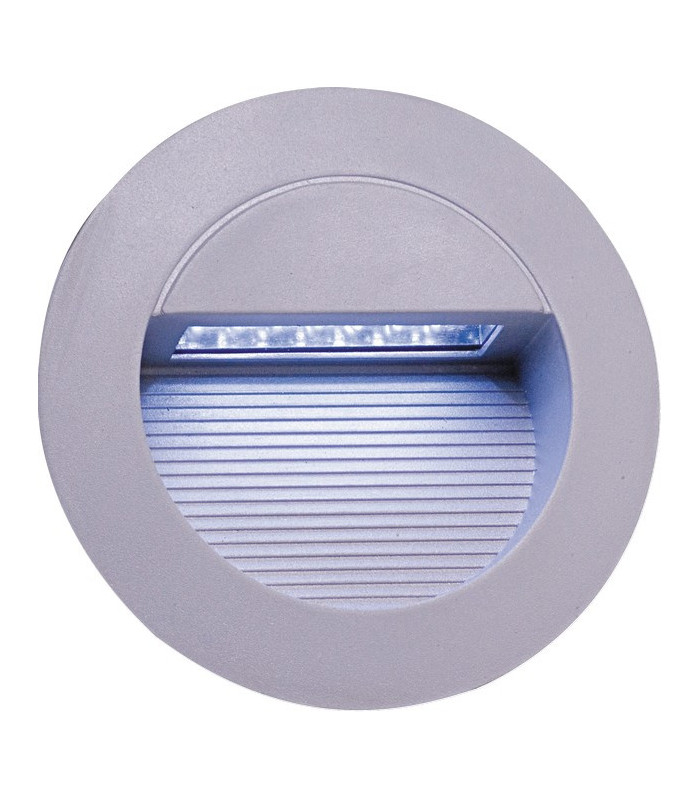 White LED Grey Aluminium Round Recessed Wall Light, IP44