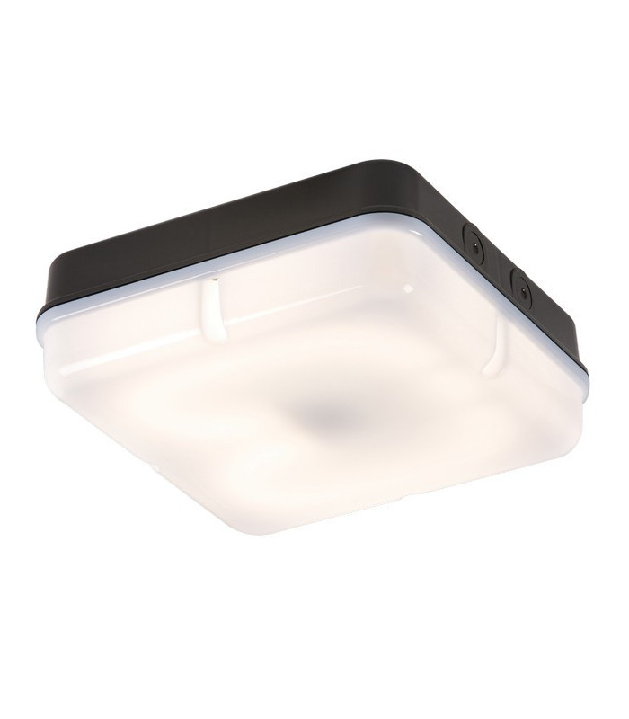 Emergency Bulkhead with Opal Diffuser and Black Base, IP65 28W Square