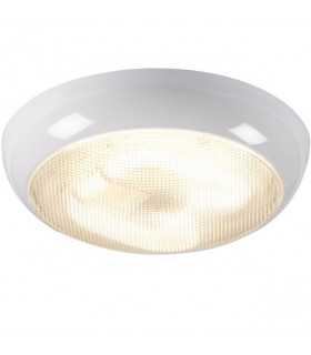 Emergency Bulkhead with Prismatic Diffuser and White Base, IP44 28W