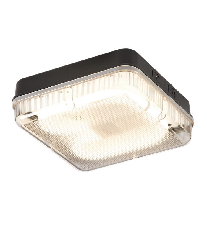Emergency Bulkhead with Prismatic Diffuser and Black Base, IP65 28W Square