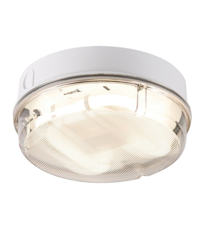 Emergency Bulkhead with Prismatic Diffuser and White Base, IP65 28W Round