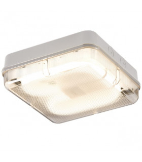 Emergency Bulkhead with Prismatic Diffuser and White Base, IP65 28W Square