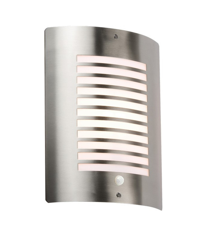 Stainless Steel Outdoor Wall Fixture with PIR, 230V IP44 E27 40W
