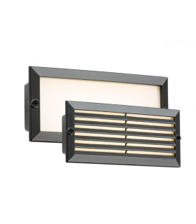 White LED Recessed Brick Light - Black Fascia, 230V IP54 5W