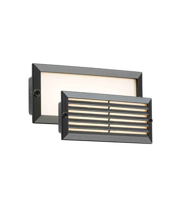 White LED Recessed Brick Light - Black Fascia, 230V IP54 5W