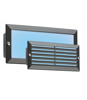 Blue LED Recessed Brick Light - Black Fascia, 230V IP54 5W