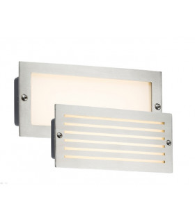 White LED Recessed Brick Light - Brushed Steel Fascia, 230V IP54 5W