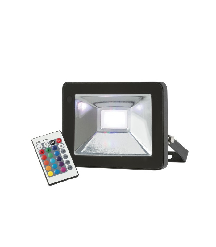 RGB LED Black die-cast aluminium floodlight, 230V IP65 20W