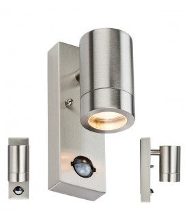 Stainless Steel Wall Light with Pir, 230V IP44 GU10