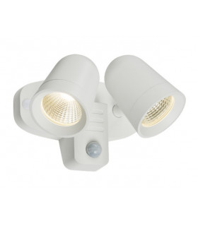 LED White Twin Spot Floodlight with PIR, 230V IP65 18W
