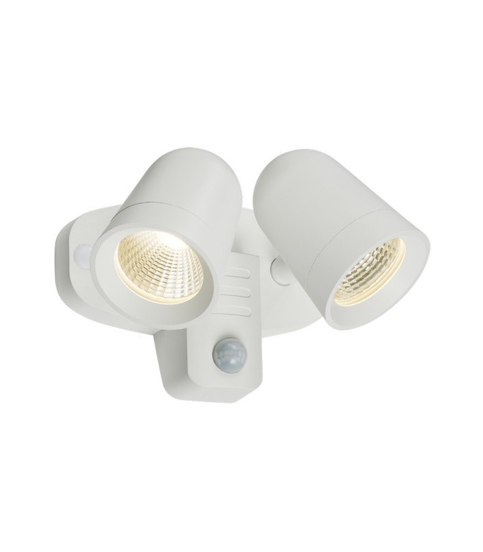 LED White Twin Spot Floodlight with PIR, 230V IP65 18W