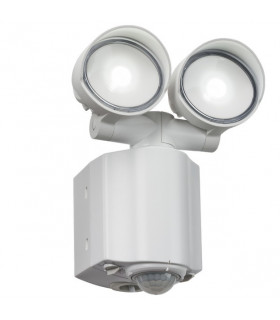 LED Twin Spot White Security Light with PIR, 230V IP44 2x8W