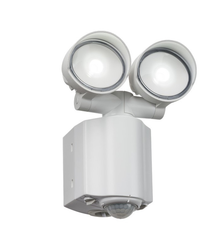 LED Twin Spot White Security Light with PIR, 230V IP44 2x8W