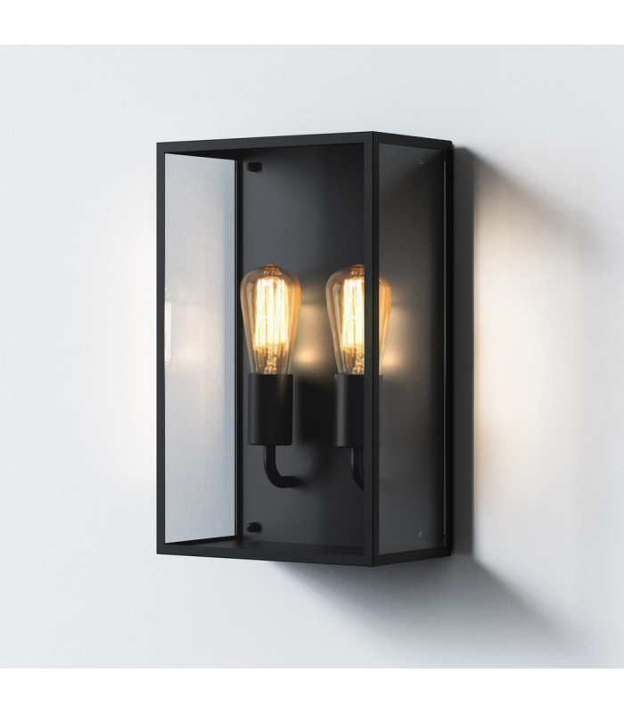 Outdoor 2 Light Wall Lamp Textured Black IP44, E27