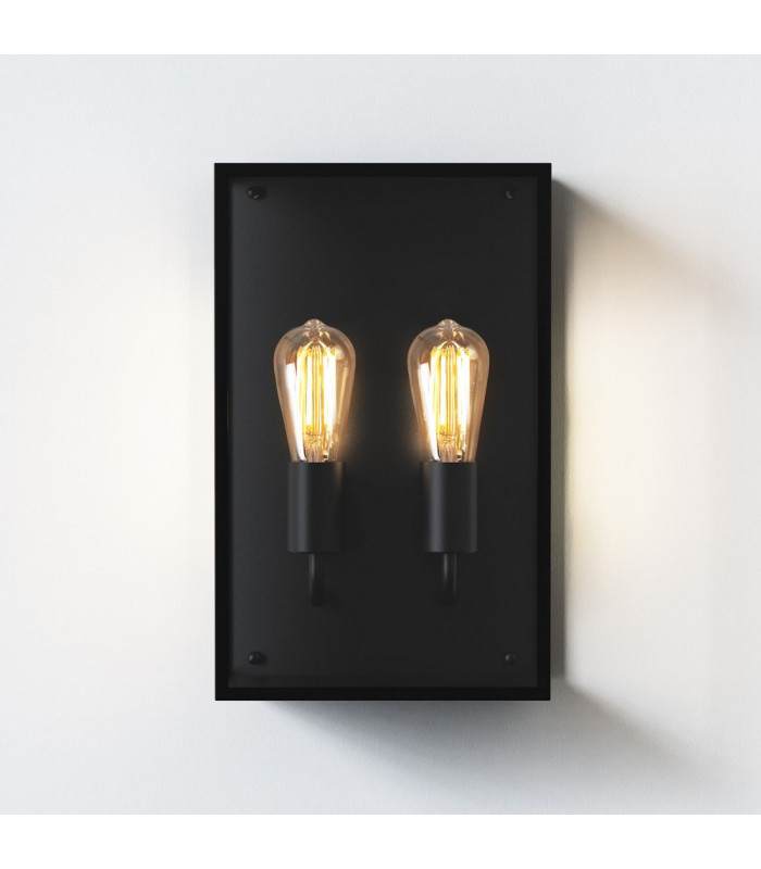 Outdoor 2 Light Wall Lamp Textured Black IP44, E27