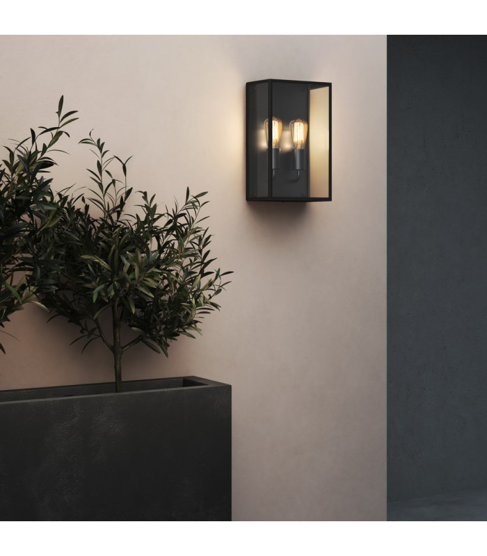 Outdoor 2 Light Wall Lamp Textured Black IP44, E27