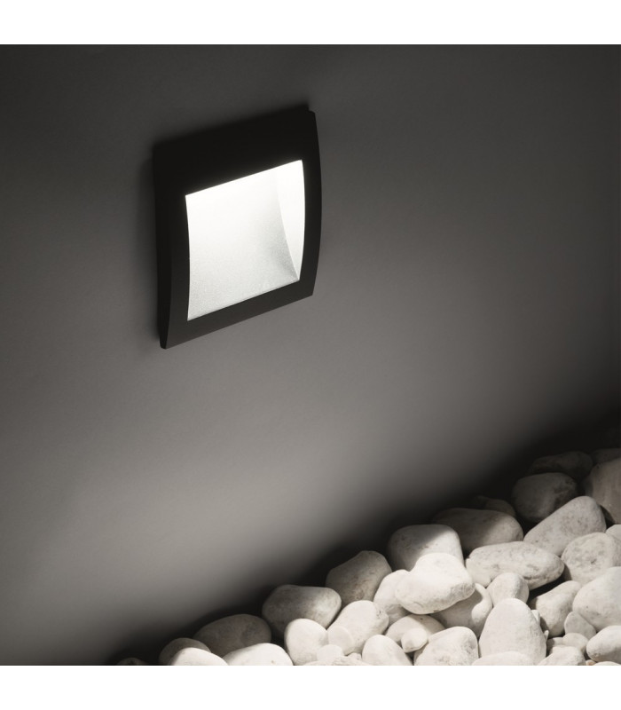 LED Outdoor Square Recessed Wall Light Anthracite IP65, 3000K