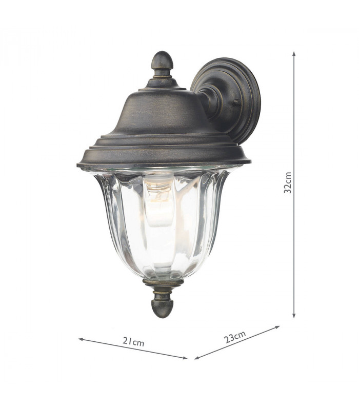 Lantern Wall Light Outdoor Black Gold IP44