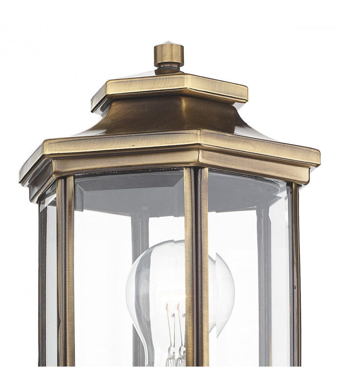 Lantern Lantern Antique Brass complete with Bevelled Glass IP44