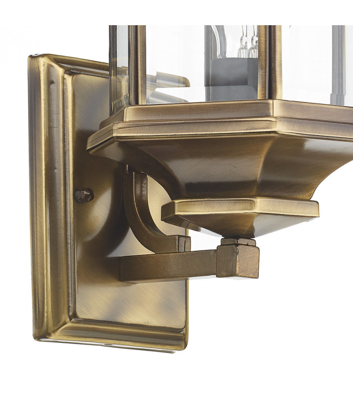 Lantern Lantern Antique Brass complete with Bevelled Glass IP44