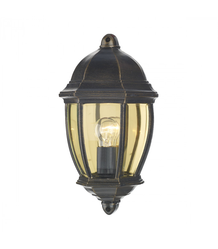Lantern Outdoor Wall Light Black Gold IP43