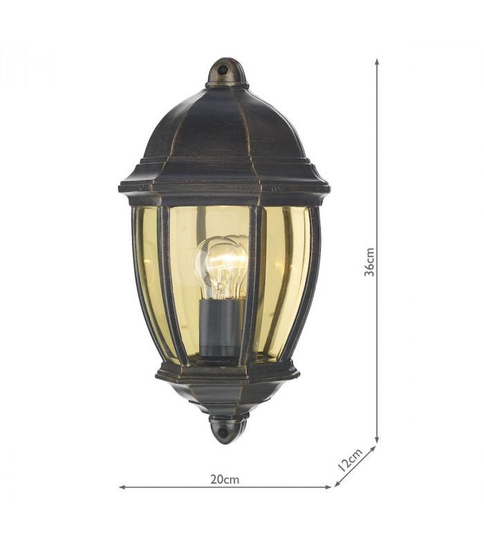 Lantern Outdoor Wall Light Black Gold IP43
