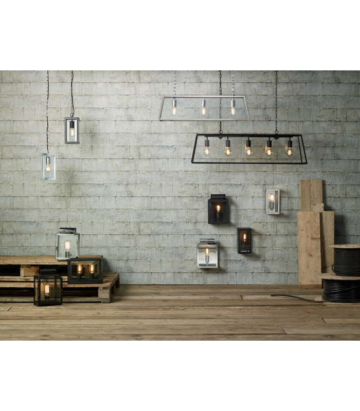 Lantern Rectangle Wall Light Black IP44