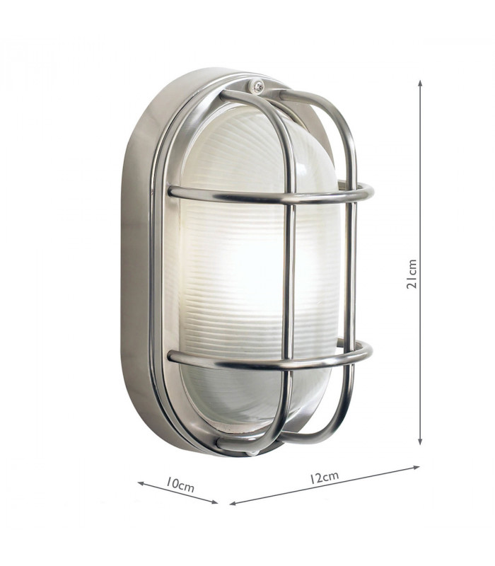 Bulkhead Small Oval Steel Wall Light IP44