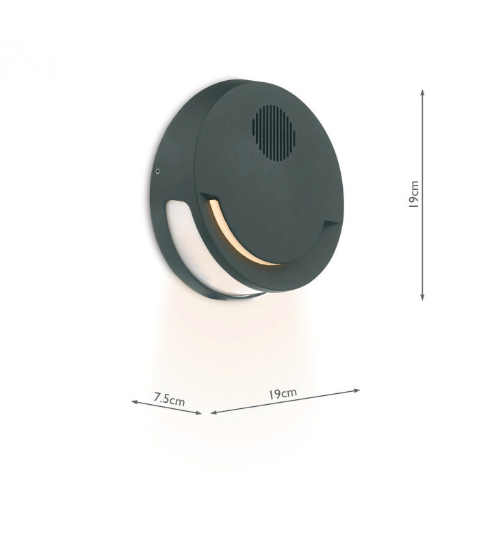 Outdoor Wall Light Grey with Speaker LED IP44
