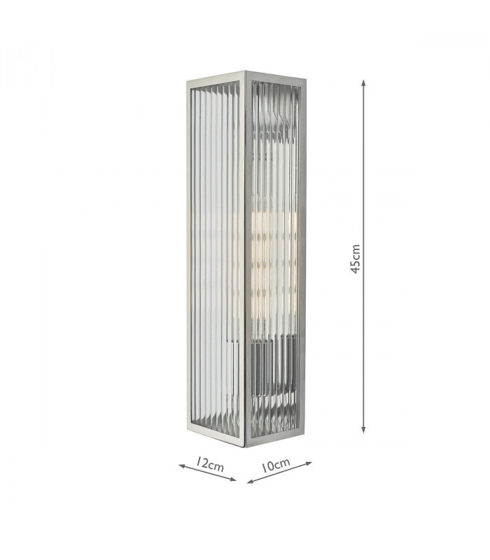 Lantern Wall Light Polished Stainless Steel IP44, 1x E27