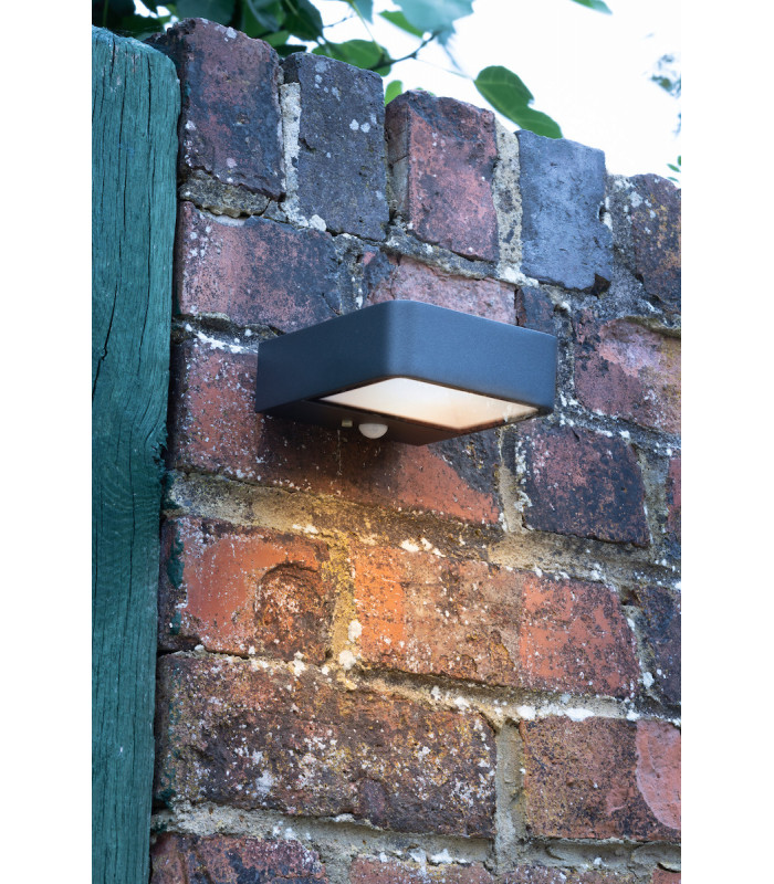 Wall Light Square Anthracite Solar Power PIR Sensor IP65 LED