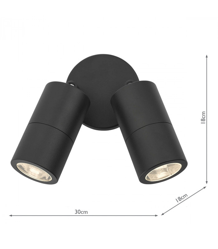 Spotlights Wall Light Black IP65, 2x GU10