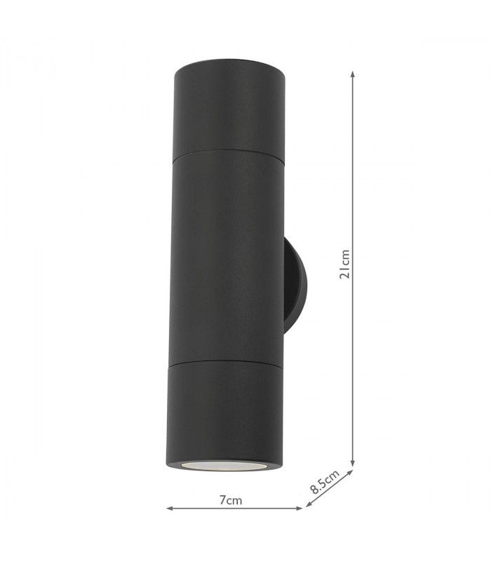 Up & Down Wall Light Black IP65, 2x GU10